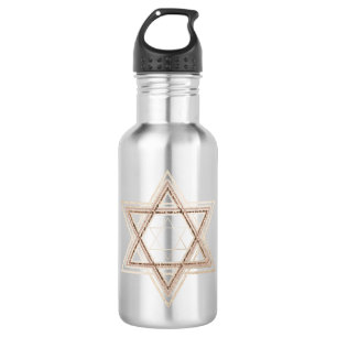 Davidstern   Elegantes Gold und Weiß modern Edelstahlflasche