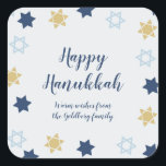 Davidstern | Niedlich Blau und Gold Hanukkah Quadratischer Aufkleber<br><div class="desc">Niedlicher Hanukkah Blue Star von David Design</div>