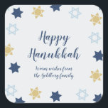 Davidstern | Niedlich Blau und Gold Hanukkah Quadratischer Aufkleber<br><div class="desc">Niedlicher Hanukkah Blue Star von David Design</div>