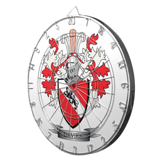 Davies-Familienwappen-Wappen Dartscheibe (Vorderseite rechts)