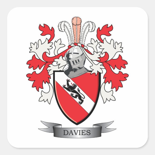 Davies-Familienwappen-Wappen Quadratischer Aufkleber (Vorderseite)