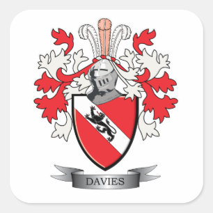 Davies-Familienwappen-Wappen Quadratischer Aufkleber