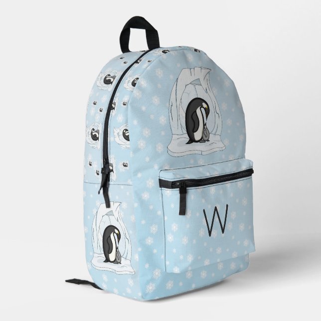 Davin und Annie die Pinguine Bedruckter Rucksack (Rückseitige Ecke links)