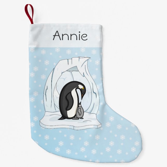 Davin und Annie die Pinguine Custom Strumpf Kleiner Weihnachtsstrumpf (Vorderseite)