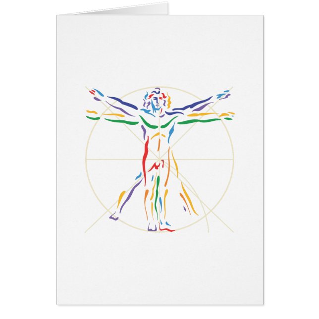 DaVinci Anatomie-Mann in Chakra Farben (Vorne)