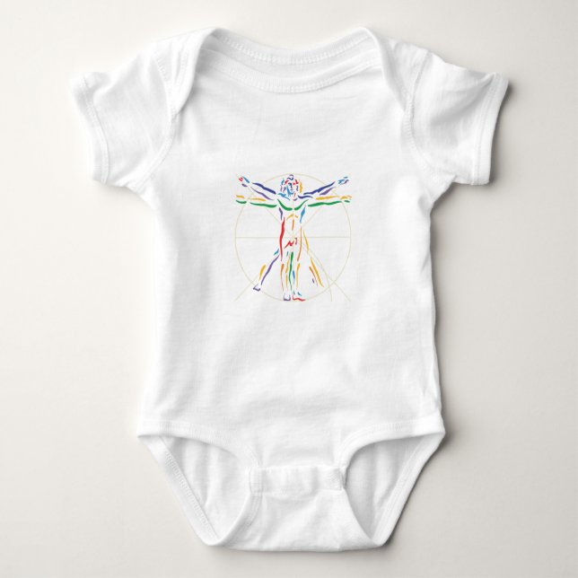 DaVinci Anatomy Man in Chakra Farben Baby Strampler (Vorderseite)