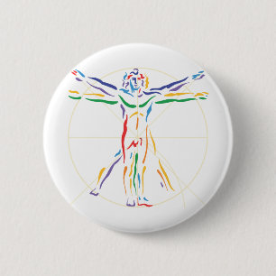 DaVinci Anatomy Man in Chakra Farben Button