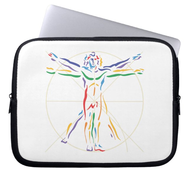 DaVinci Anatomy Man in Chakra Farben Laptopschutzhülle (Vorderseite)