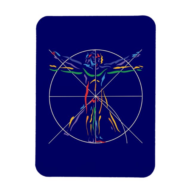 DaVinci Anatomy Man in Chakra Farben Magnet (Vertikal)