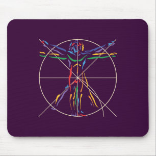 DaVinci Anatomy Man in Chakra Farben Mousepad