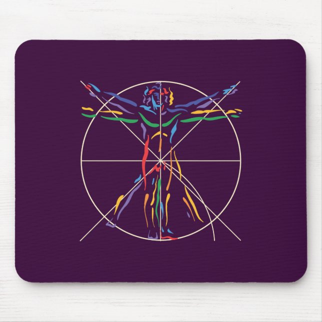 DaVinci Anatomy Man in Chakra Farben Mousepad (Vorne)