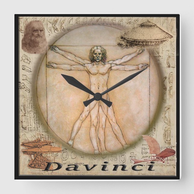 Davinci Quadratische Wanduhr (Vorderseite)
