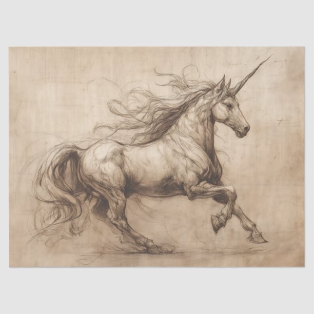 DaVinci Unicorn Sketch Seidenpapier (Vorderseite)