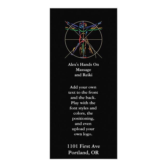 DaVinci Vitruvian Mann Chakra Farben Werbekarte (Vorne)