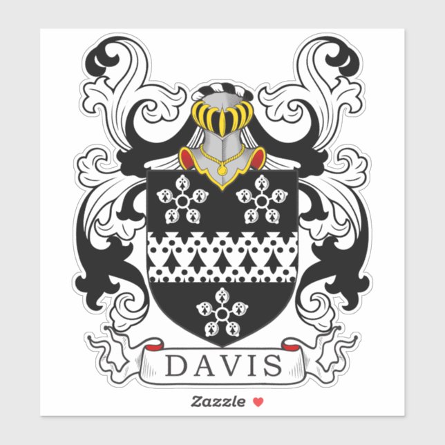 Davis Familienwappen Aufkleber (Blatt)