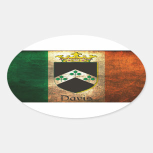 Davis Wappen Irish Flag Ovaler Aufkleber