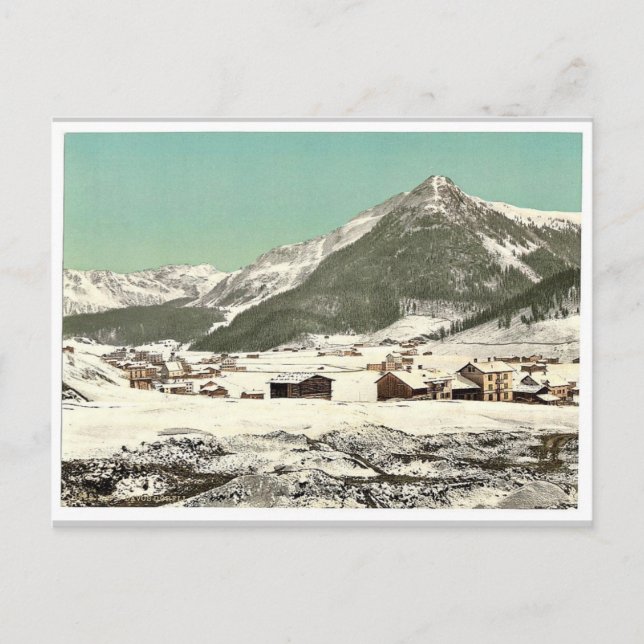 Davos, Dorfli und Seehorn, im Winter Graubünden, S Postkarte (Vorderseite)