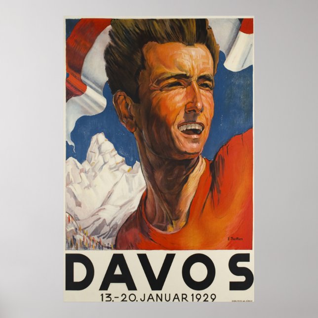 Davos, Parsen, Schweiz, Skiplakat Poster (Vorne)