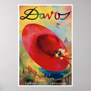 Davos Schweiz Kunstposter Schweizer Druck Vintage Poster