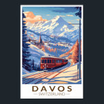 Davos Schweiz Reisen Vintag Poster<br><div class="desc">Davos Retro Vektor-Reise-Design. Davos ist eine Stadt in den Schweizer Alpen,  im Kanton Graubünden. Es ist ein beliebtes Skigebiet mit einem Konferenzzentrum,  in dem das jährliche Weltwirtschaftsforum stattfindet.</div>