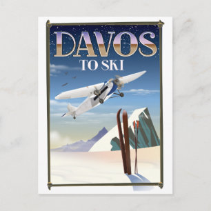 Davos Schweiz Reiseplakat Postkarte