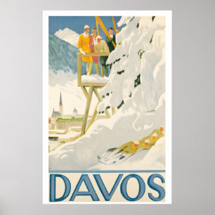 Davos - Schweiz - Vintage Reiseposter Poster