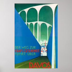 Davos Schweizer Alpen Graubünden Schweiz Vintage Poster