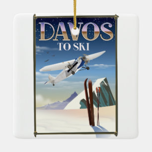 Davos Switzerland Reiseplakat Keramikornament