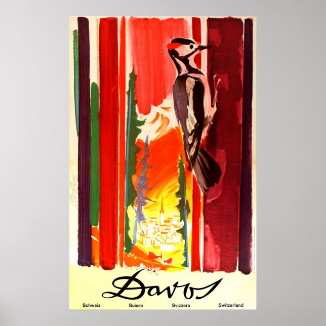 Davos Switzerland Vintage Travel Poster (Vorne)
