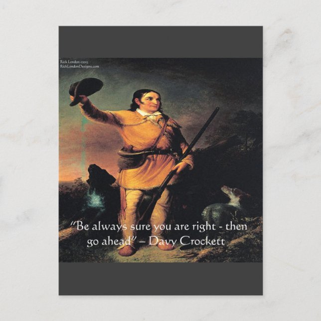 Davy Crocket "Go Ahead"-Weisheitszettel Postkarte (Vorderseite)