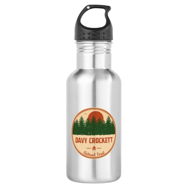 Davy Crockett National Forest Edelstahlflasche (Vorderseite)