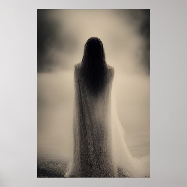 Dawn - AI Fantasy Art Print Black and White Poster (Vorne)
