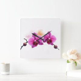 Dawn Bloom Orchide Quadratische Wanduhr