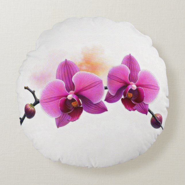 Dawn Bloom Orchide Rundes Kissen (Vorderseite)