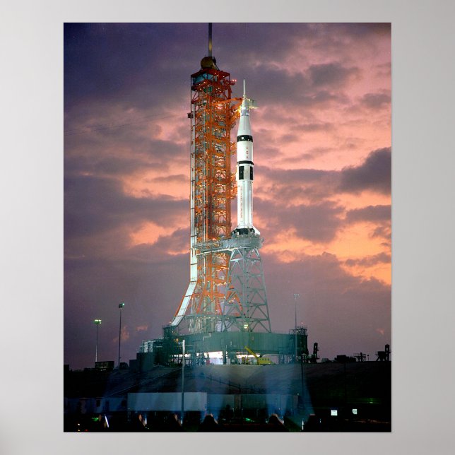 Dawn breaks behind ASTP Saturn IB CDDT Poster (Vorne)