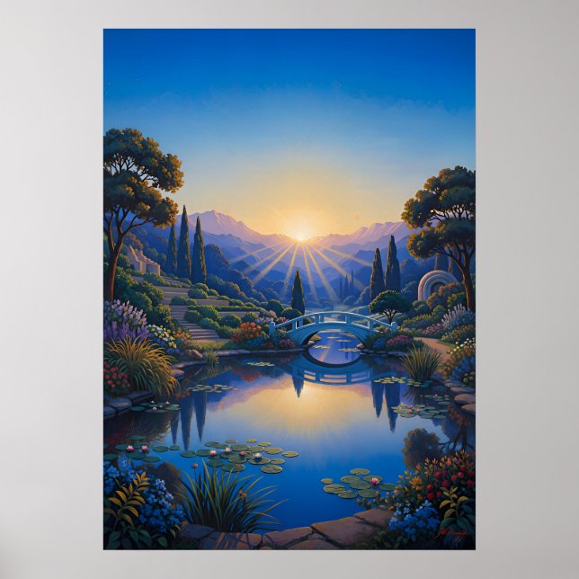 Dawn Over the Garden Bridge Poster (Vorne)