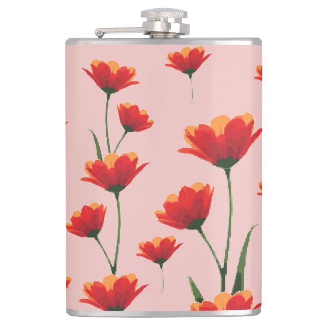 Dawnfire Poppies Flachmann (Vorderseite)