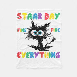 Day Black Cat Teacher Student Kids Staar Testing D Fleecedecke