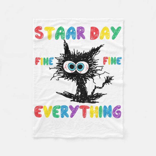 Day Black Cat Teacher Student Kids Staar Testing D Fleecedecke (Vorderseite)