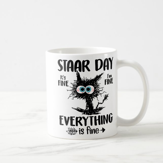 Day Black Cat Teacher Student Kids Staar Testing D Kaffeetasse (Rechts)