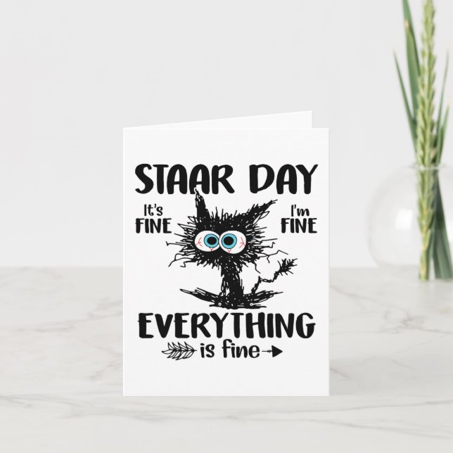 Day Black Cat Teacher Student Kids Staar Testing D Karte (Vorderseite)