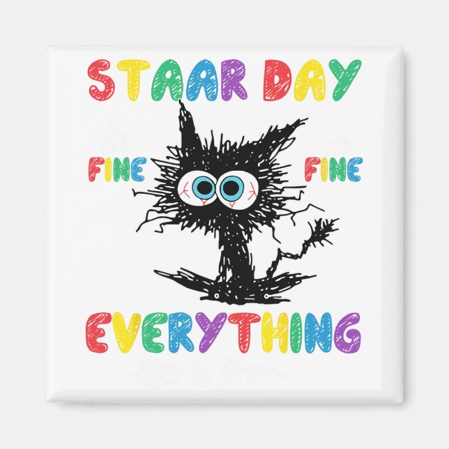 Day Black Cat Teacher Student Kids Staar Testing D Magnet (Vorne)
