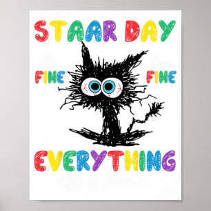 Day Black Cat Teacher Student Kids Staar Testing D Poster