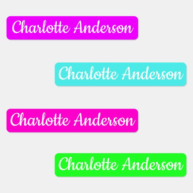 Day Care / School Custom Name Neon Colors  Etiketten (Gruppe)