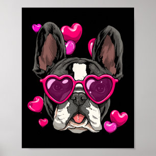 Day French Bulldog Heart Couples Liebe Day Hund Poster