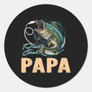 Day Funny Fisherman Reel Cool Papa Angeln Runder Aufkleber