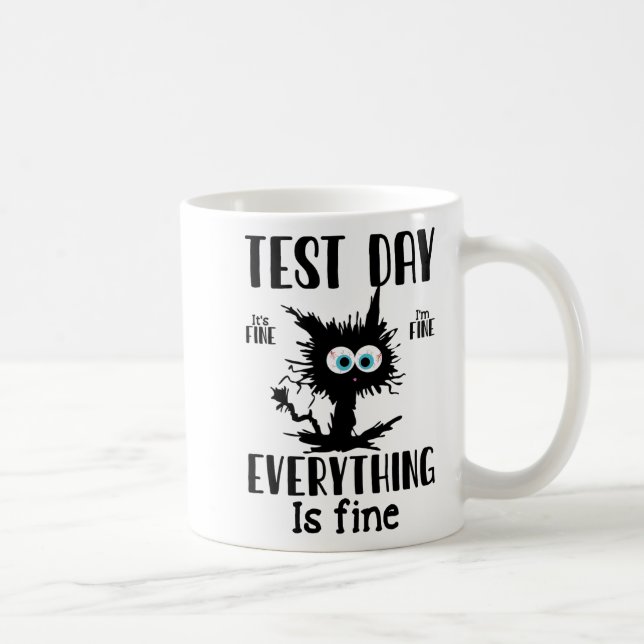 Day Funny Stressed Cat Black Teacher Student Testi Kaffeetasse (Rechts)