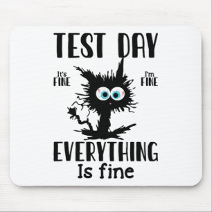 Day Funny Stressed Cat Black Teacher Student Testi Mousepad