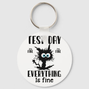 Day Funny Stressed Cat Black Teacher Student Testi Schlüsselanhänger