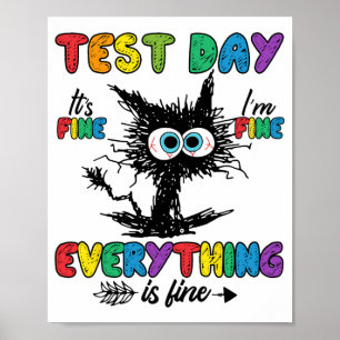 Day Funny Stressed Cat Teacher Student Kids Testie Poster